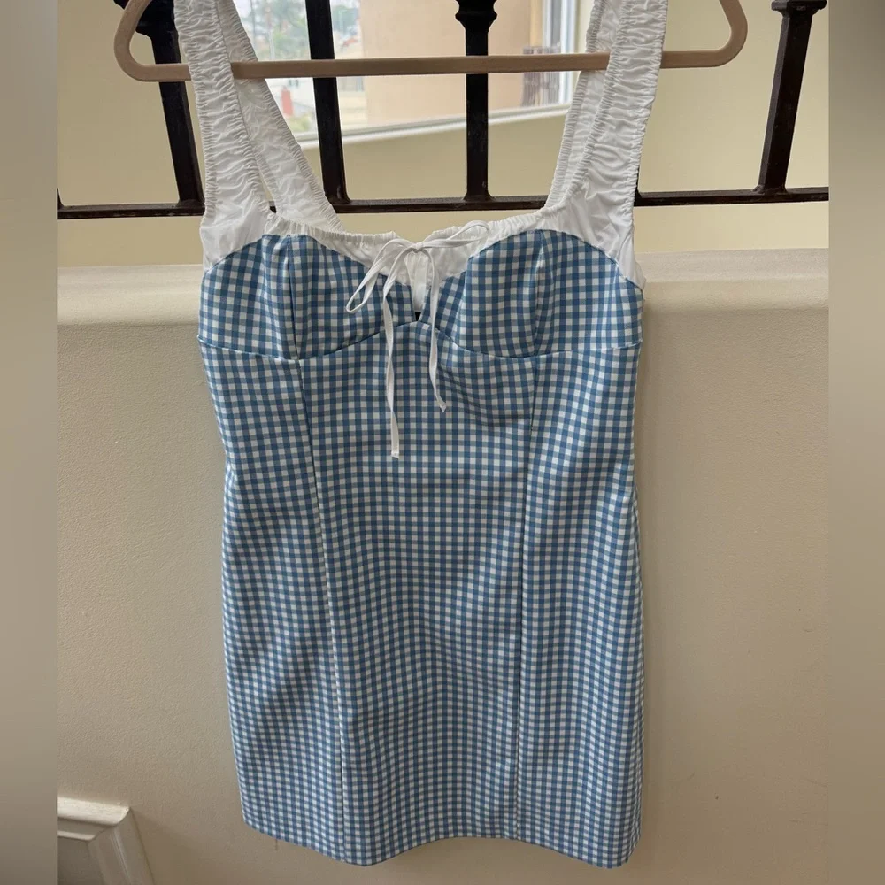 ZARA NWT gingham printed bustier mini dress - Picture 5 of 11